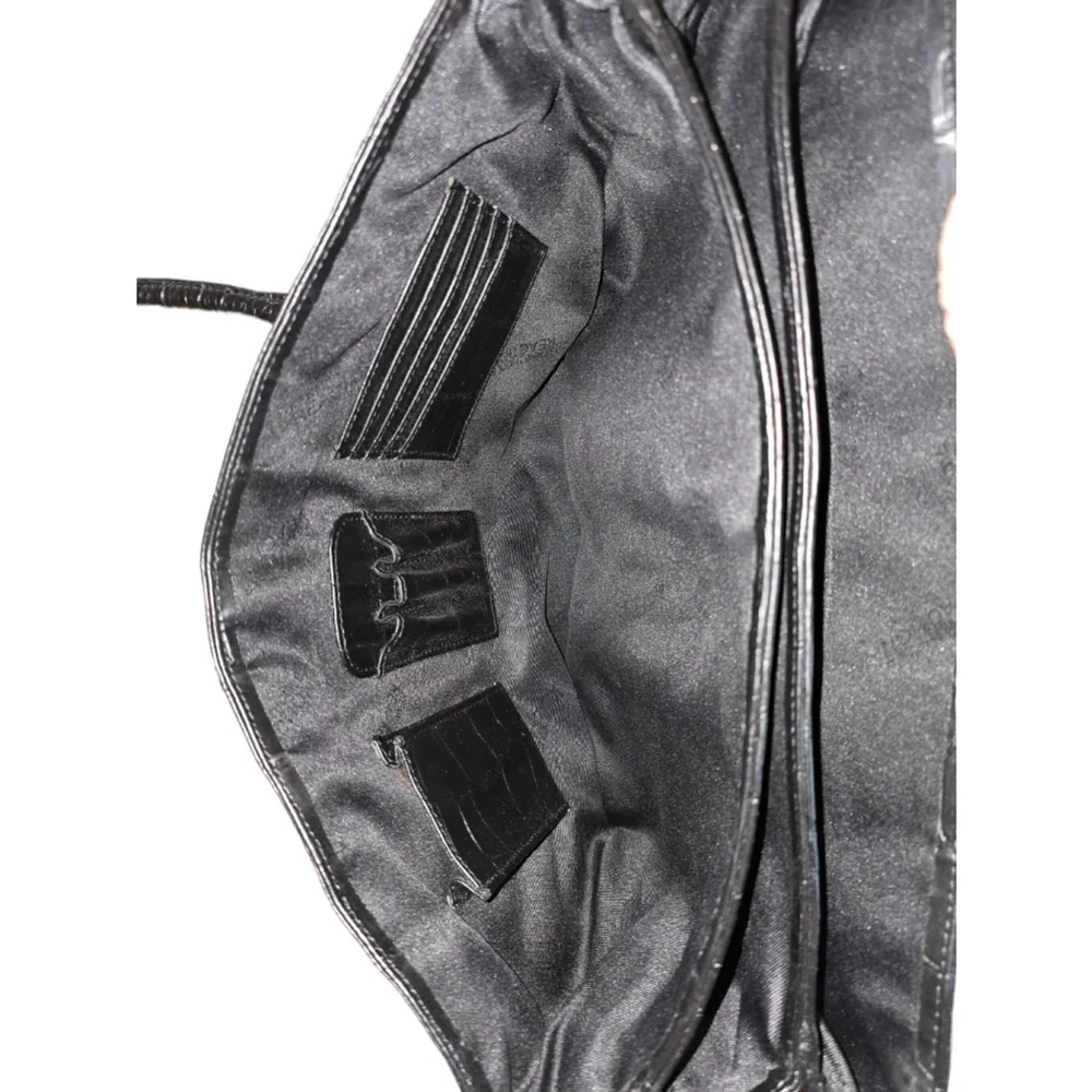 Vintage Kenneth Cole Reaction Black Faux Leather Crocodile Pattern Briefcase Bag - Picture 7 of 16